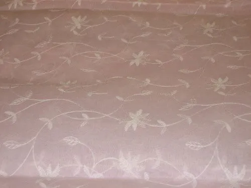 100 % Cotton organdy fabric embroidered pink colour w/white machine embroidered 44" wide[959]