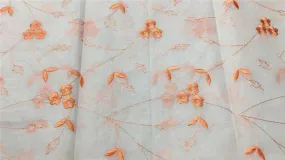 100 % Cotton organdy fabric floral peach colour embroidered single length 2.70 yards 44" wide[9223]