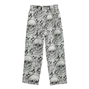 All-Over Print Unisex Straight Casual Pants | 245GSM Cotton black, and white skull  print