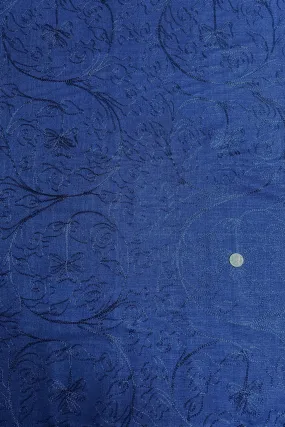 Azure Blue Embroidered Silk Linen MEMT-018-38