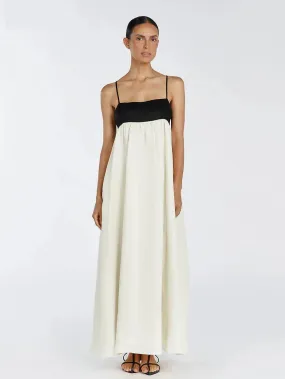 Bi-Color Maxi Dress with Minimalist Design