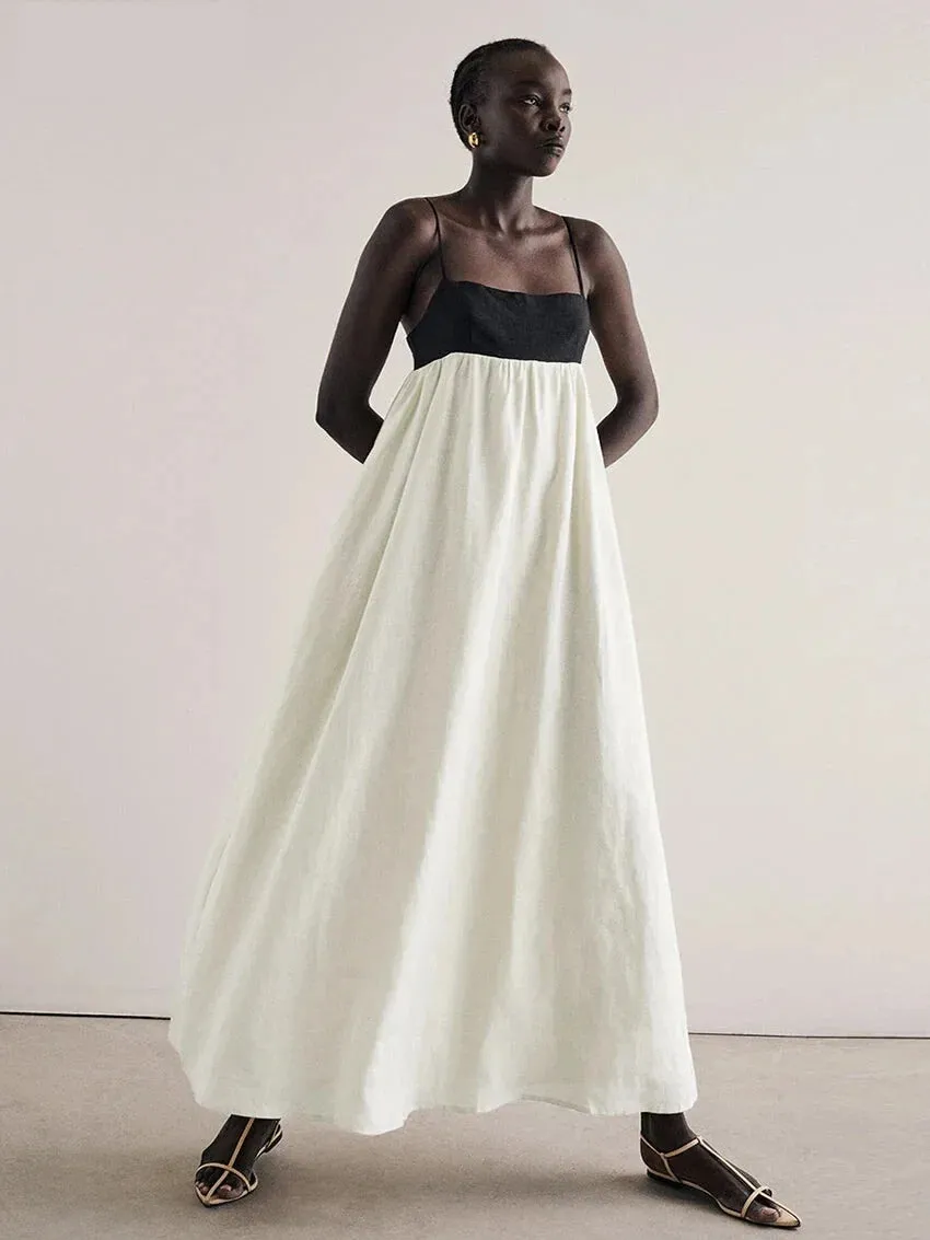 Bi-Color Maxi Dress with Minimalist Design