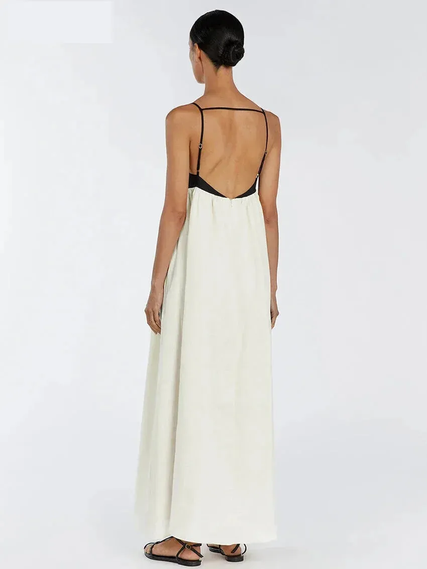 Bi-Color Maxi Dress with Minimalist Design