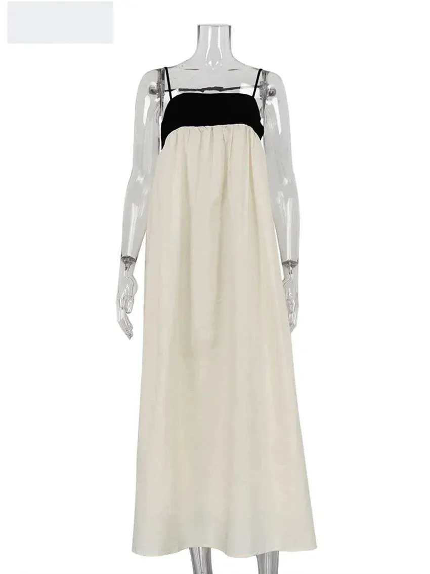 Bi-Color Maxi Dress with Minimalist Design