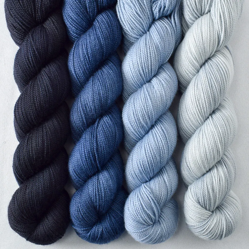 Blackbird, Denim, Stonewashed, Puff of Smoke - Yummy 2-Ply Geogradient Set - Babette