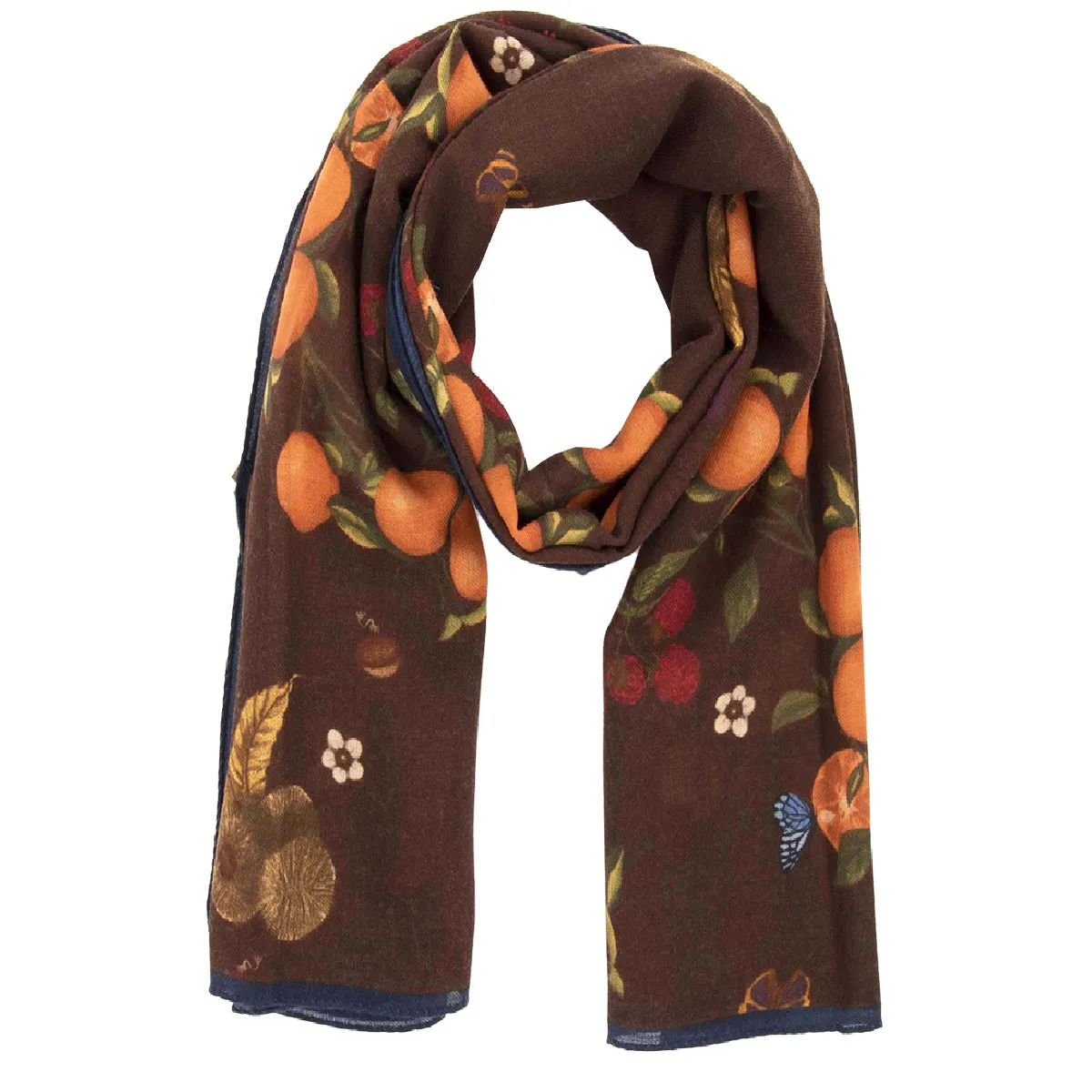 Brown Pure Italian Wool Tangerine Scarf