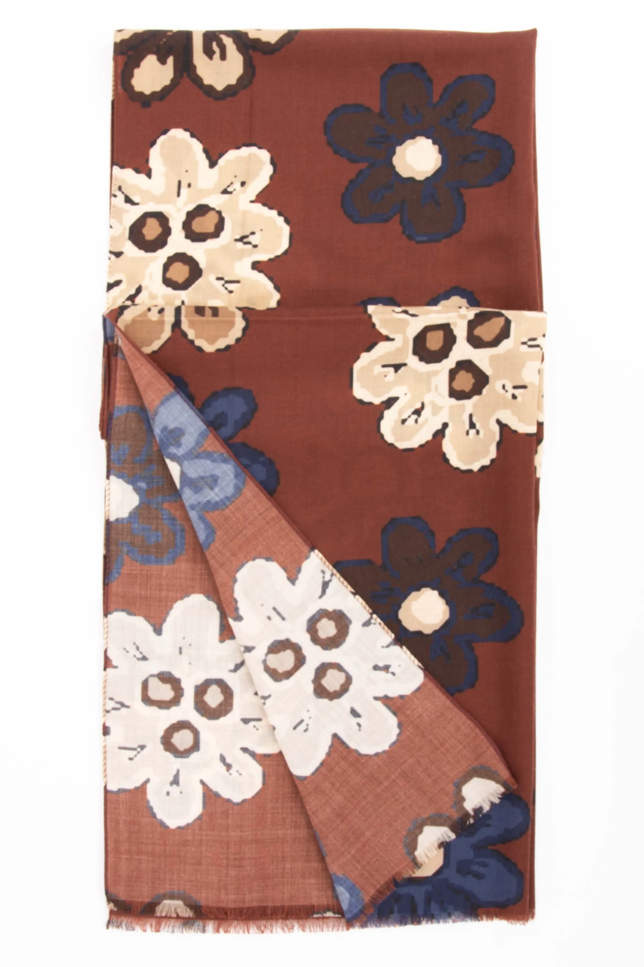 Burgundy Pure Italian Wool Flower Scarf