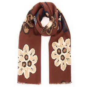 Burgundy Pure Italian Wool Flower Scarf