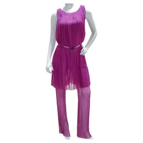 Chanel 2000 Purple Silk Dress, Pant & Belt Set