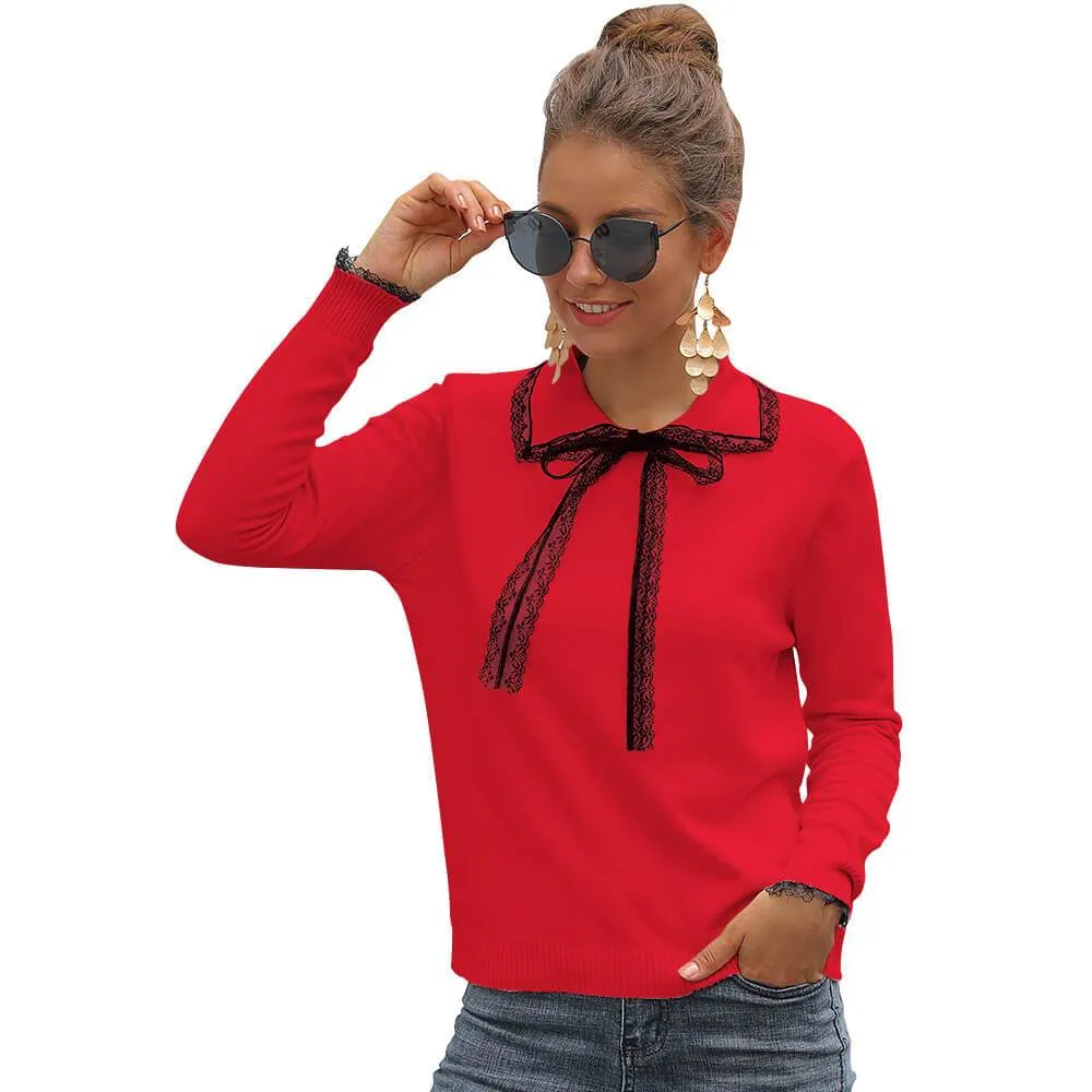 Crewneck Bow Petite Knit Sweater