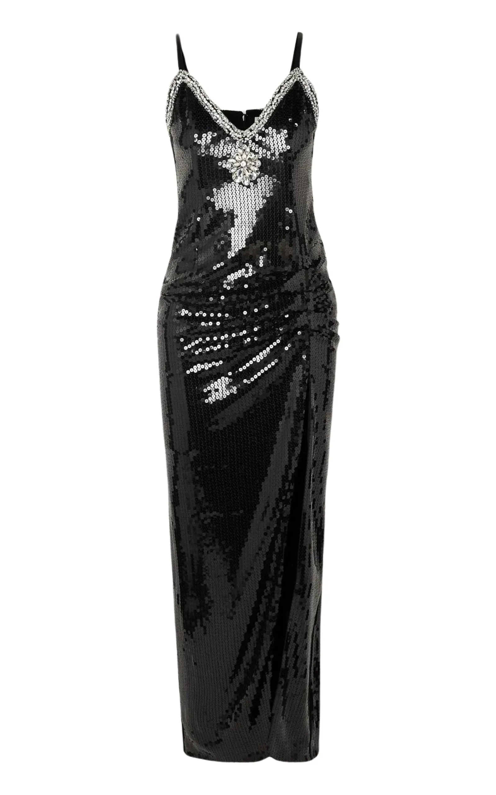 Crystal-Embellished Sequin Maxi Dress