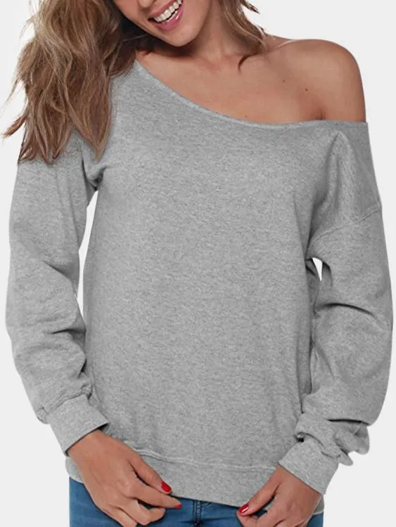 Custom One Shoulder Plain Long Sleeve T-Shirts