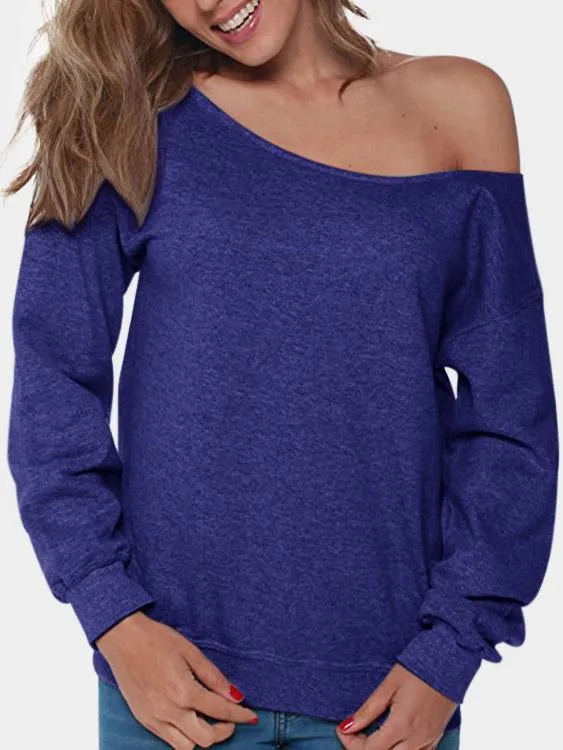 Custom One Shoulder Plain Long Sleeve T-Shirts