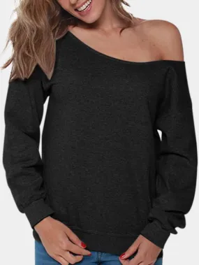 Custom One Shoulder Plain Long Sleeve T-Shirts