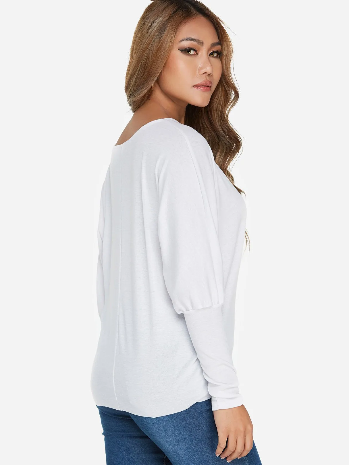 Custom One Shoulder Plain Self-Tie Long Sleeve Top