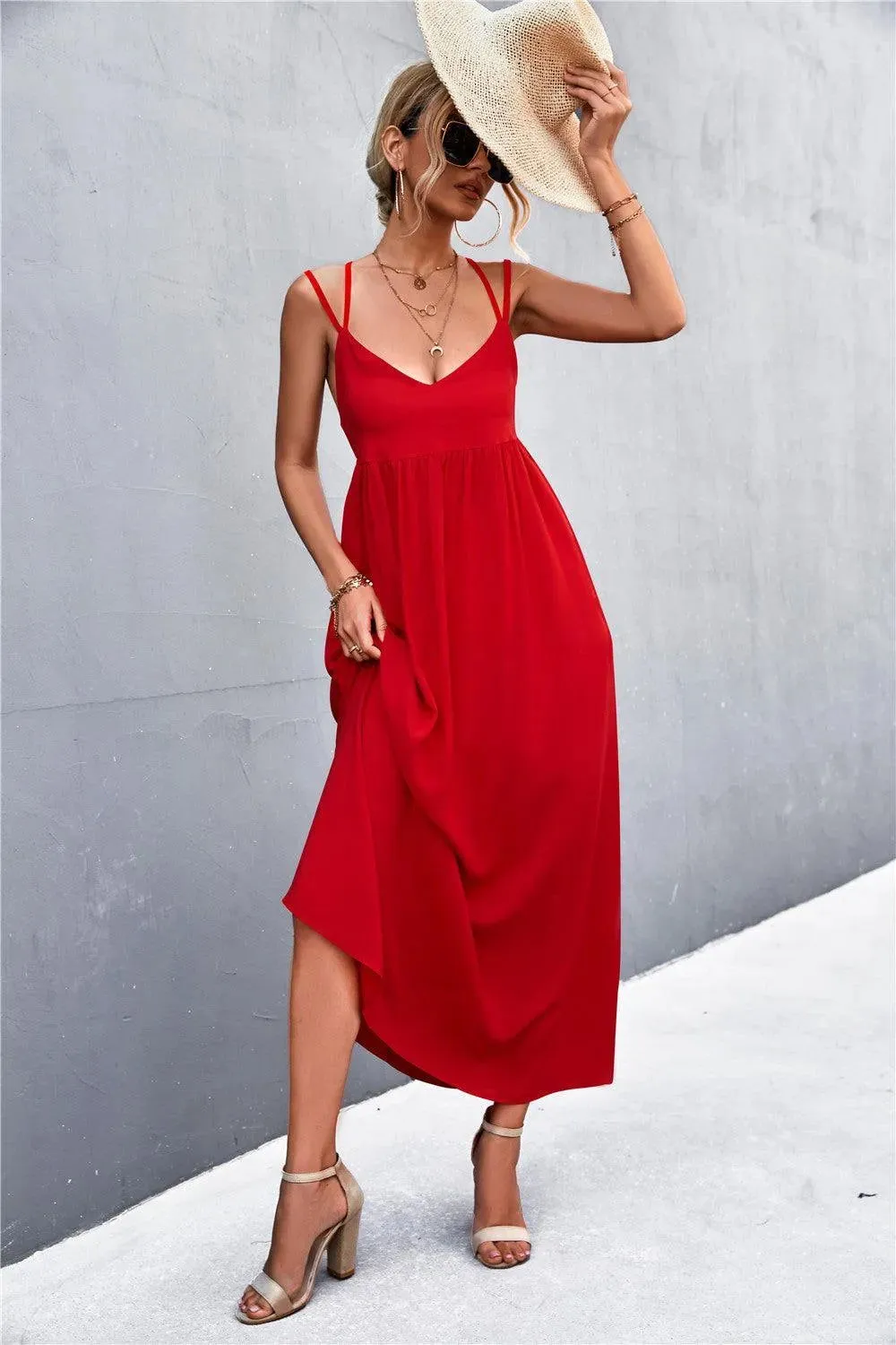 Double Strap Tie Back Dress - Look Chic & Stylish in This Summer Dress