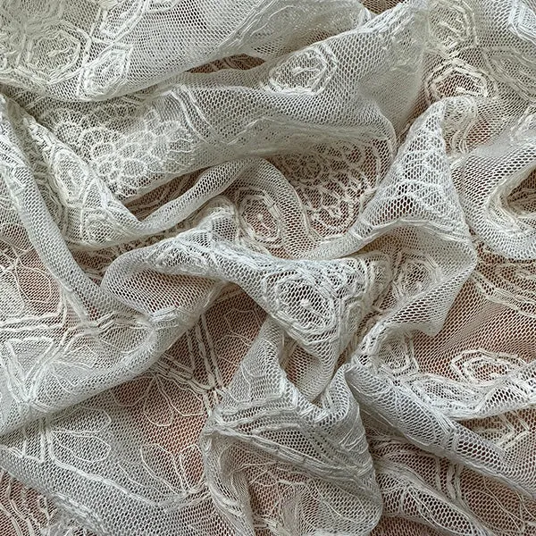 Eggshell Embroidered Mesh Lace Fabric