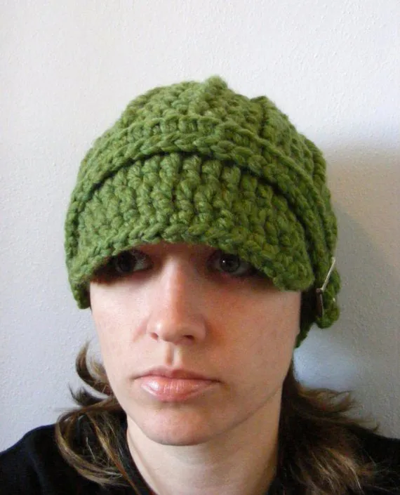 Green buckle beanie winter hat