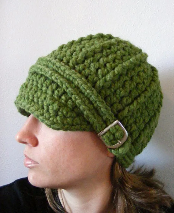 Green buckle beanie winter hat