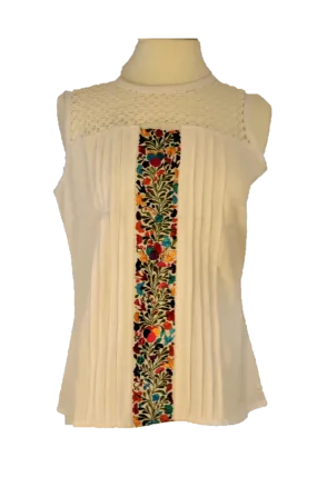 Hand Embroidered Summer Sleeveless Blouse