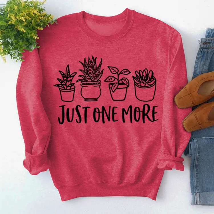 Just One More Pullover Simple Round Neck Top Long Sleeve Loose Sweater