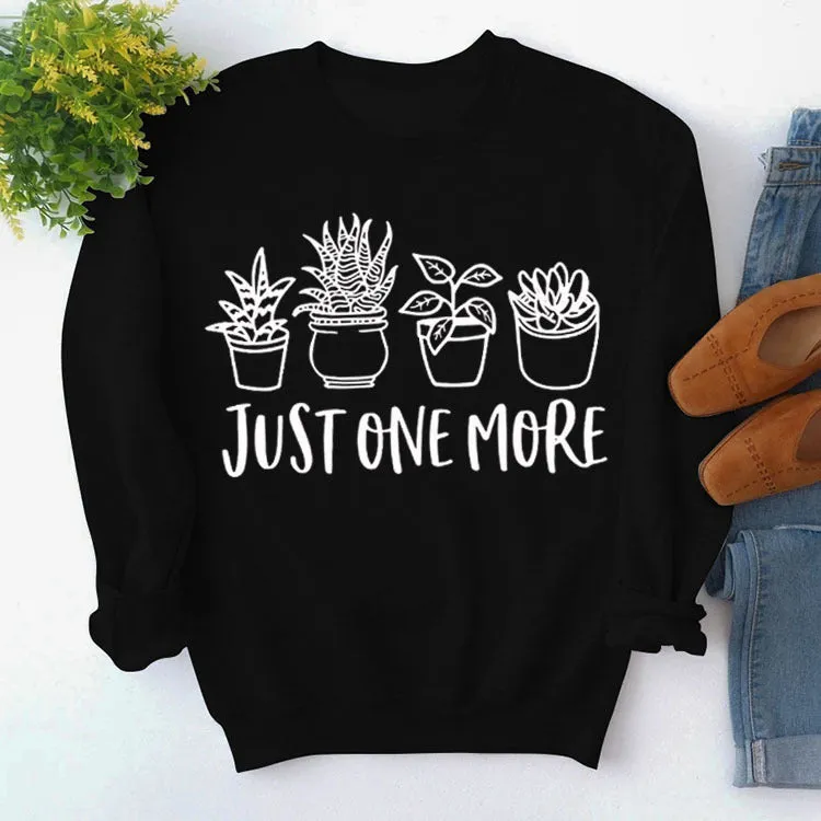 Just One More Pullover Simple Round Neck Top Long Sleeve Loose Sweater