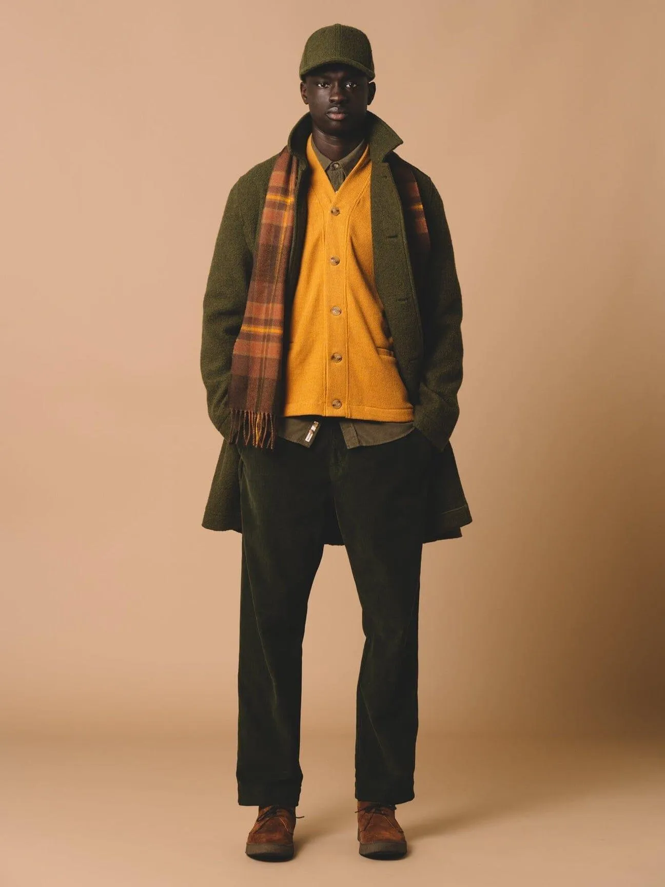 Kestin - Dunbar Tartan Scarf in Peat/Rust Check