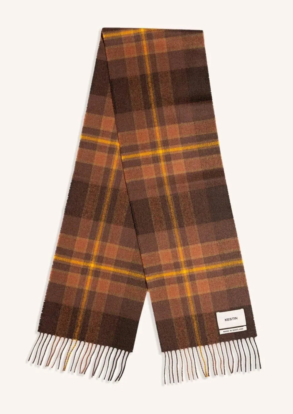 Kestin - Dunbar Tartan Scarf in Peat/Rust Check