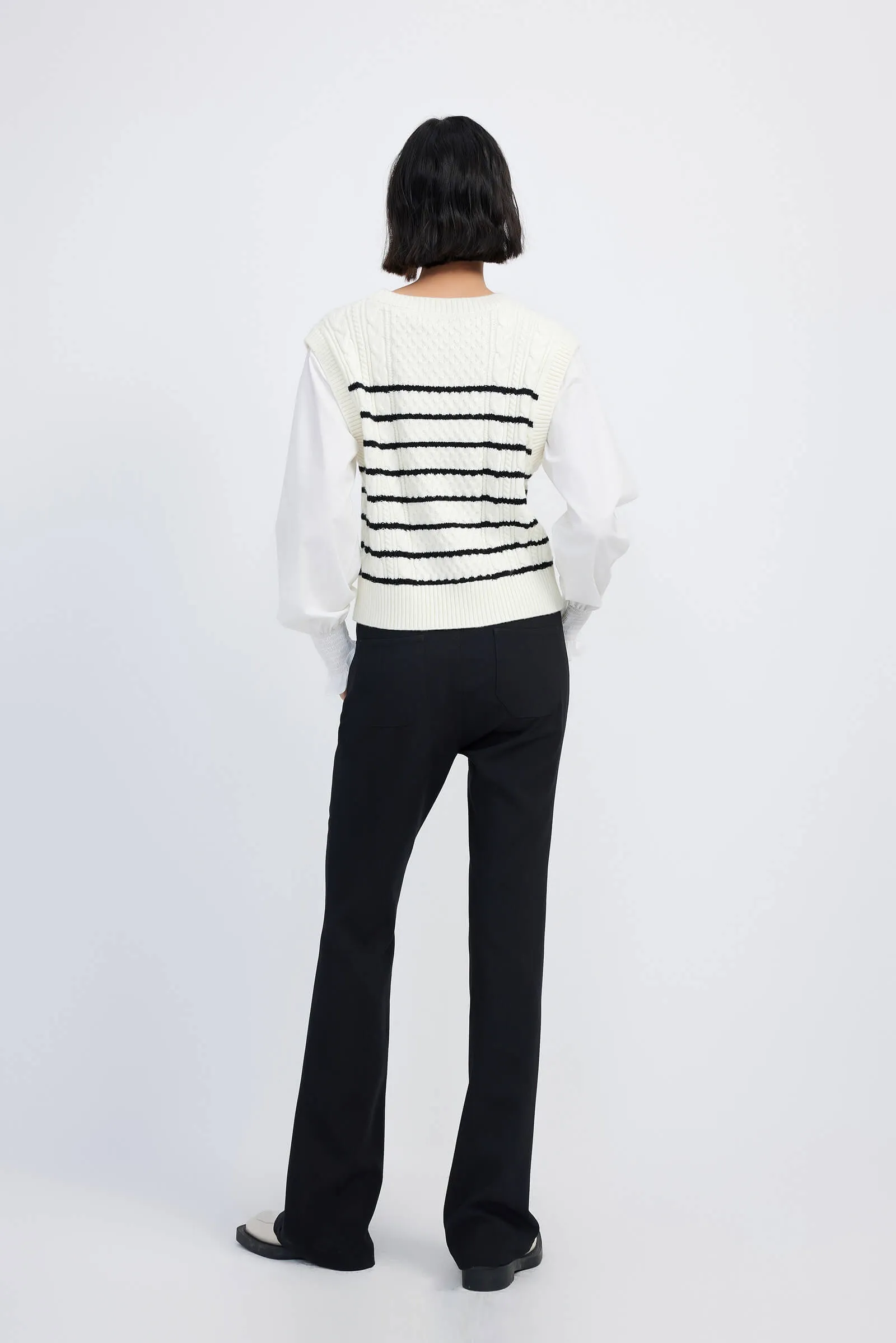 LILY Faux Two-Piece Striped Sweater