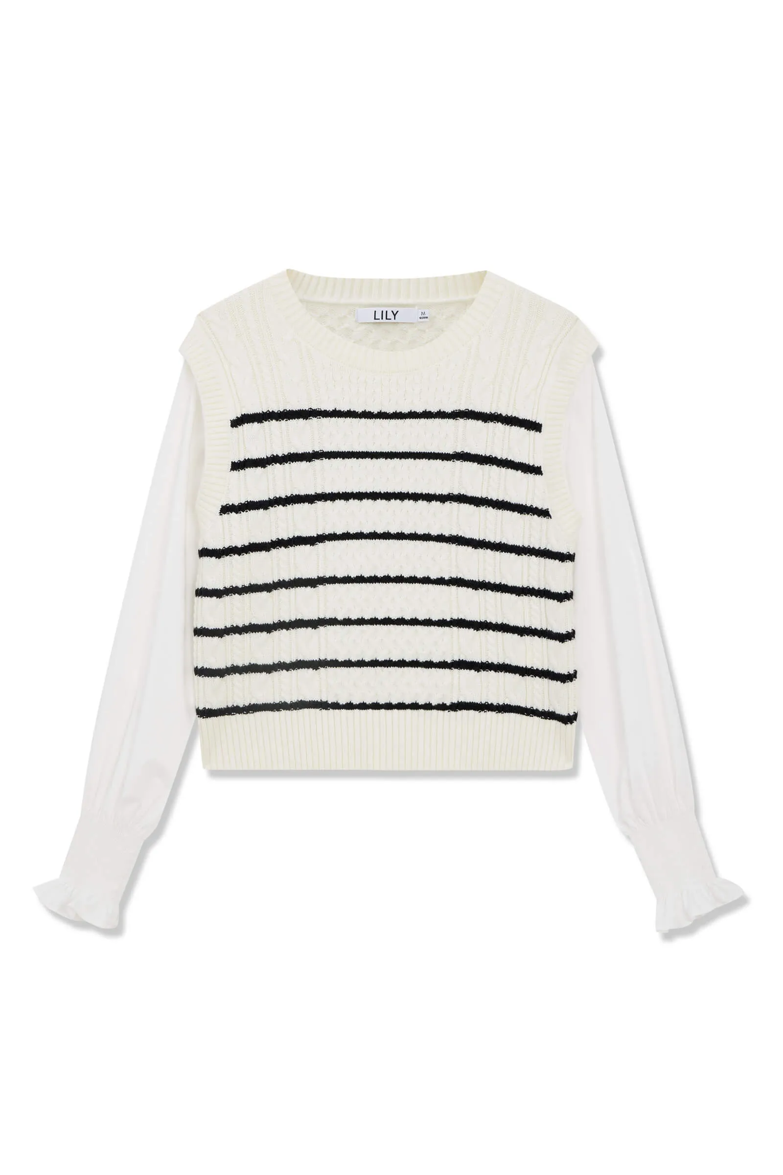 LILY Faux Two-Piece Striped Sweater