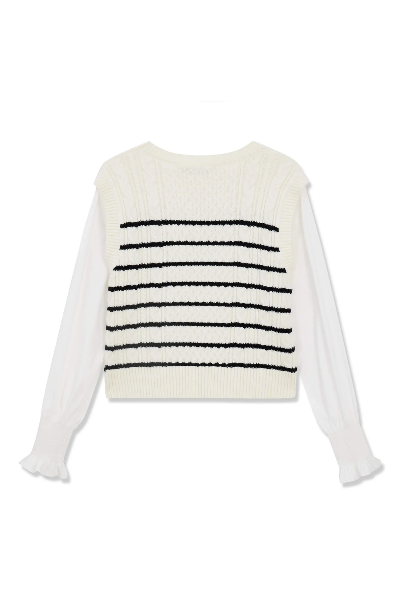 LILY Faux Two-Piece Striped Sweater