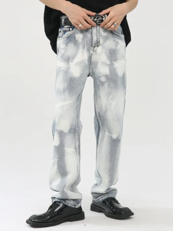 Men’s  Tie-dyed Vintage Loose Straight Jeans