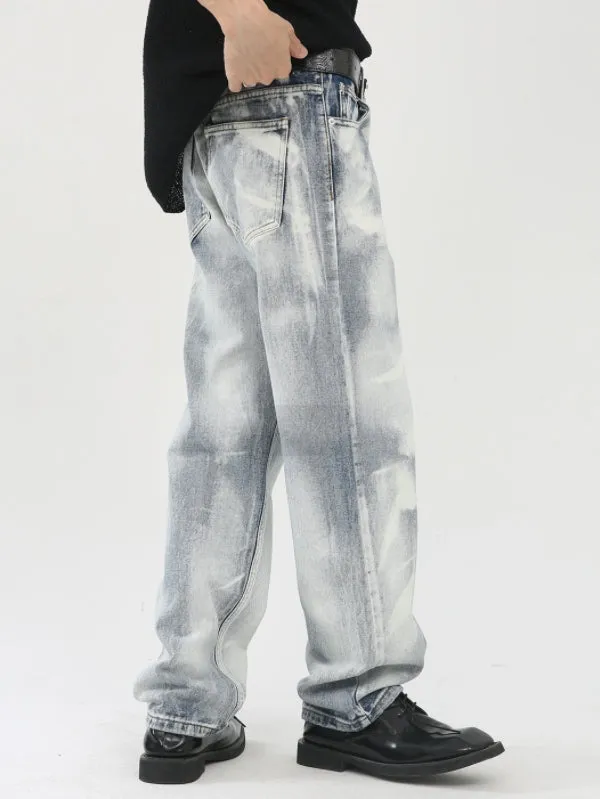 Men’s  Tie-dyed Vintage Loose Straight Jeans