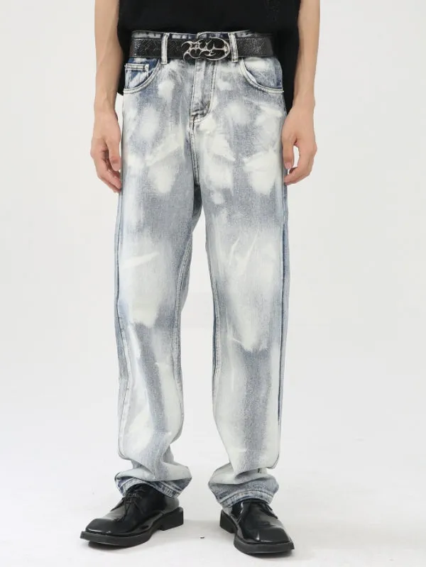 Men’s  Tie-dyed Vintage Loose Straight Jeans