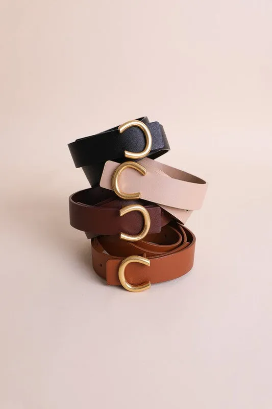 Minimalist Gold Belt- Camel