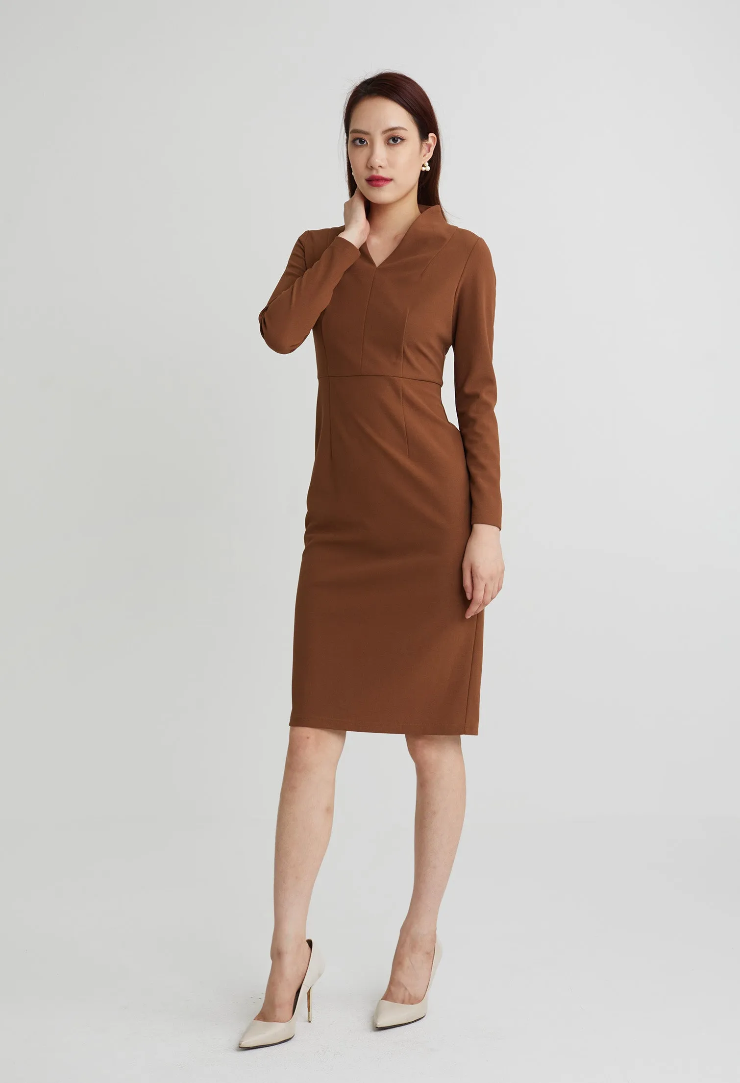 Minimalist V-Neck Midi Dress