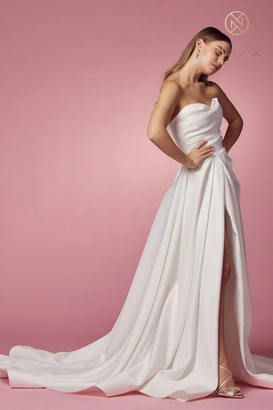 NOX ANABEL JW938 Strapless Minimalist Slit Wedding Gown