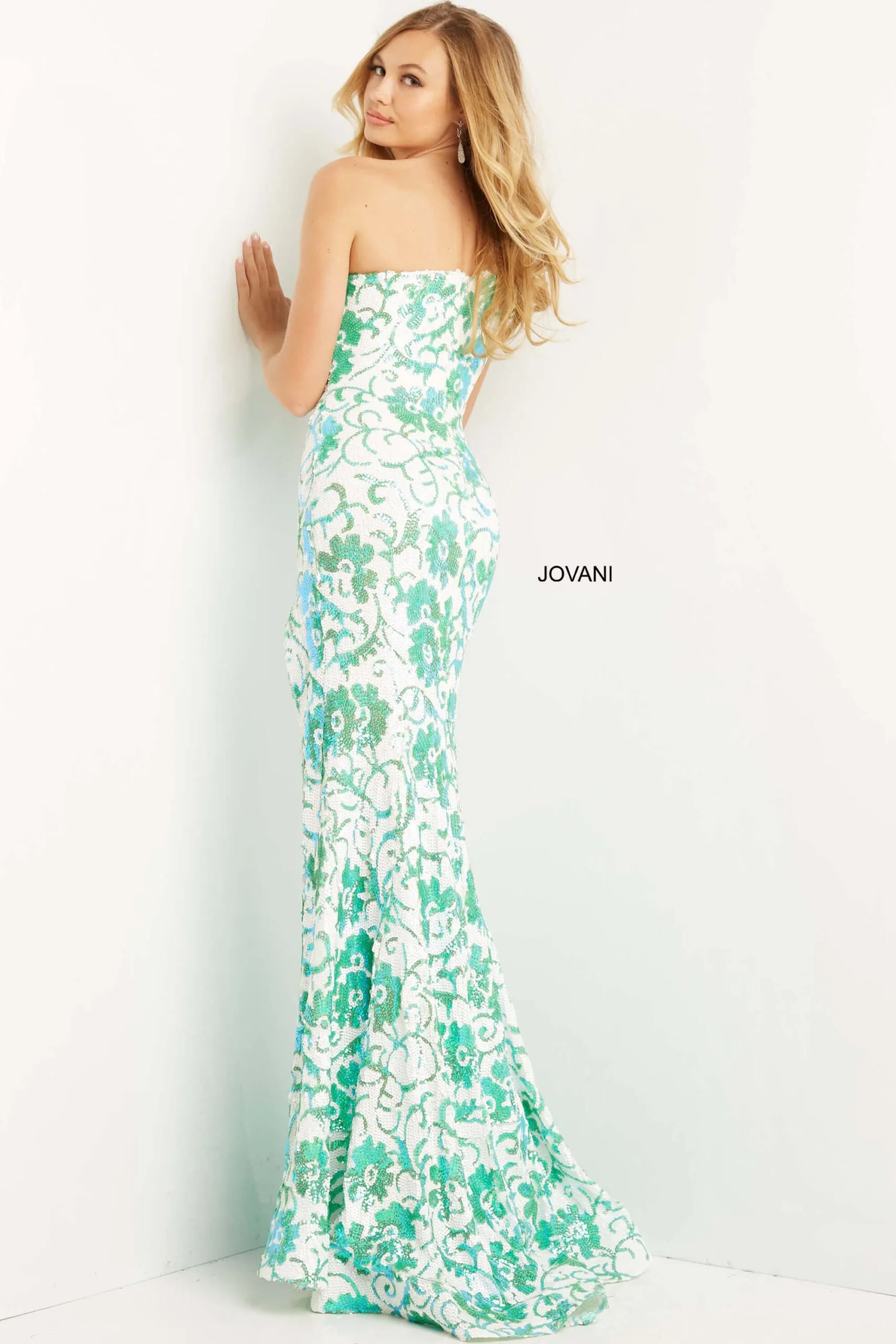 Sequin Fitted One Shoulder Slit Gown by Jovani 08256