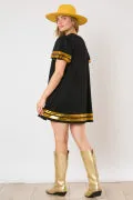 Short Sleeve Mini Dress Sequin Football Patch