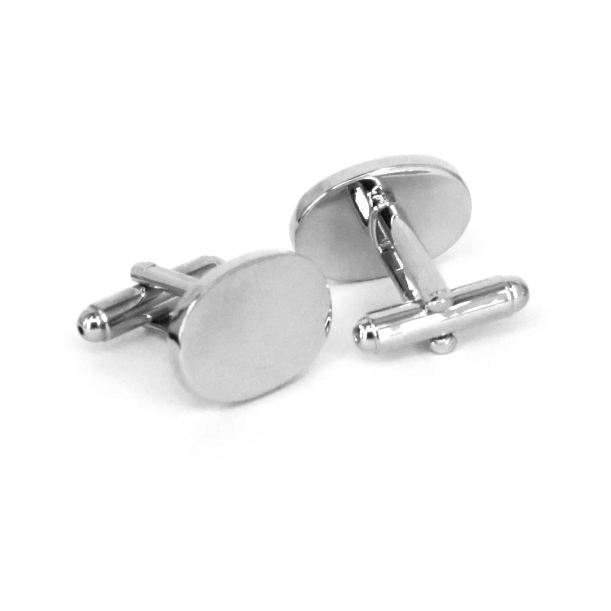 Silver Oval Plain Cufflinks