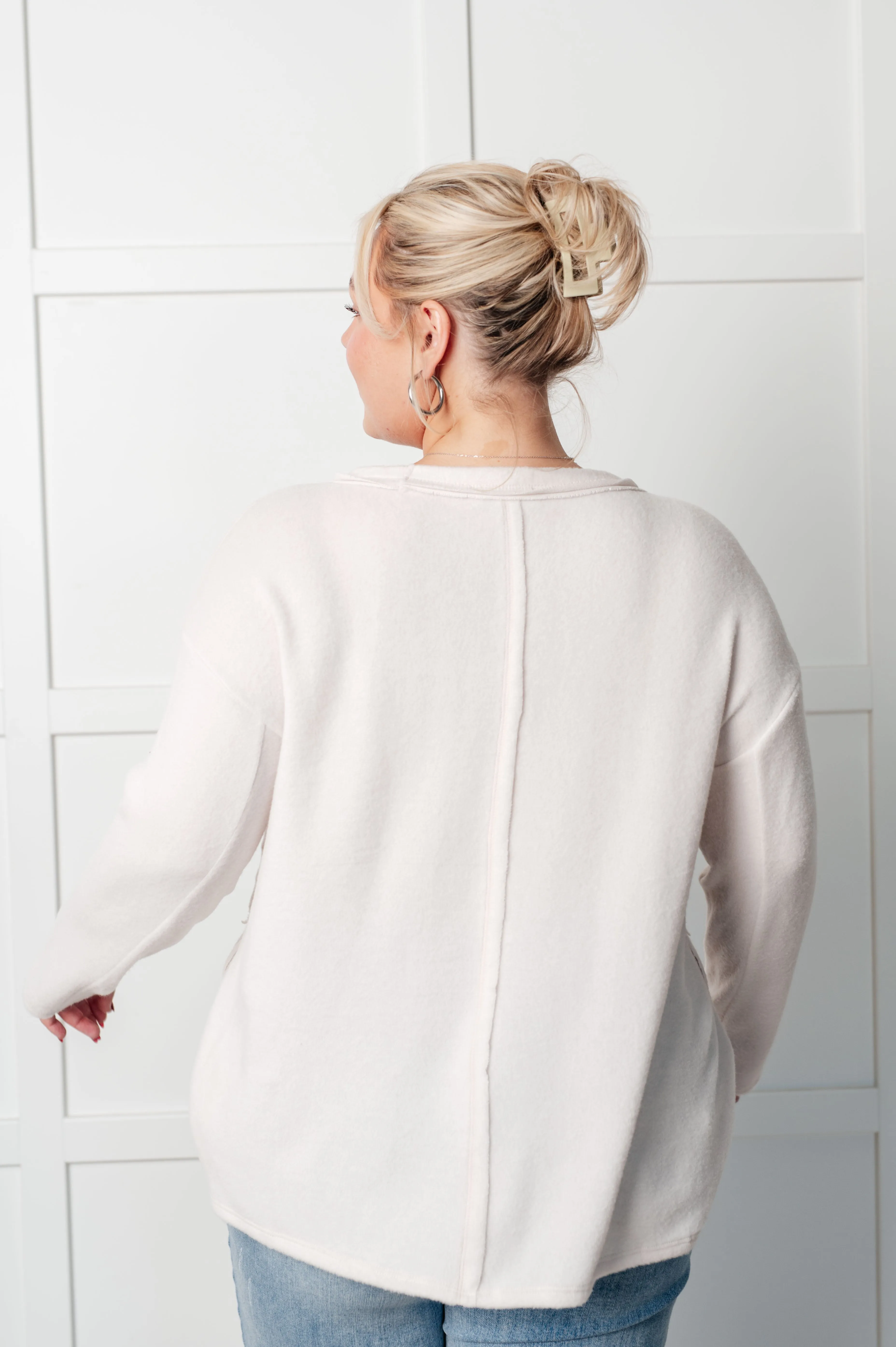 Simple Silhouette Brushed Hacci Sweater in Sand Beige