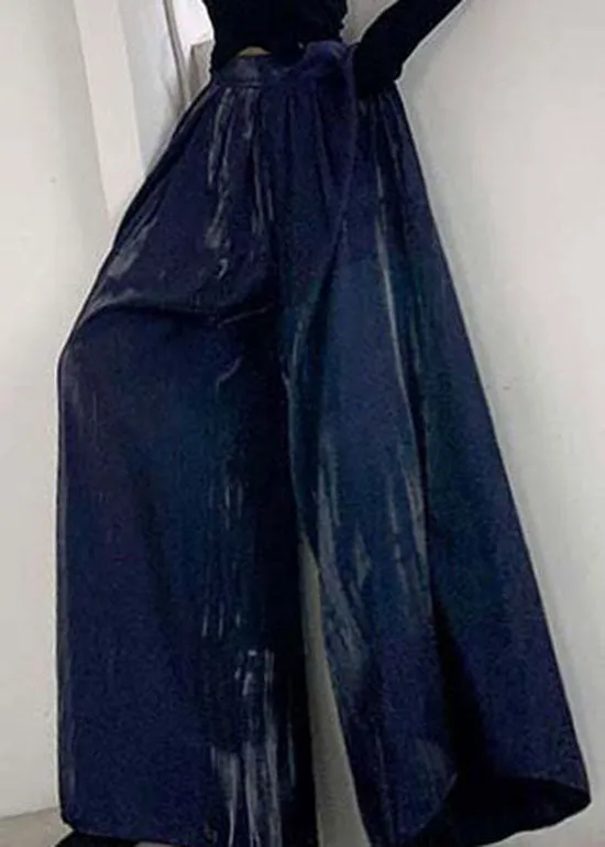 Vintage Purple Pockets silk wide leg Pants Spring