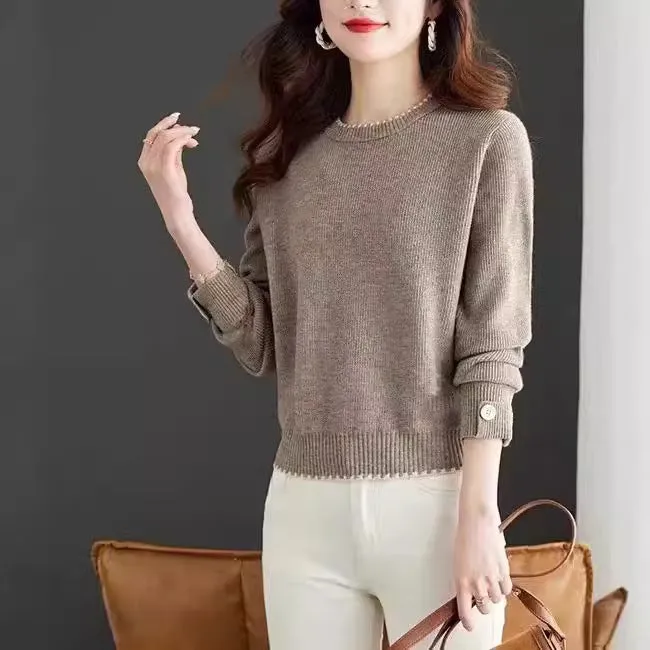 Women's Knitwear Simple Crew Neck Pullover Sweater