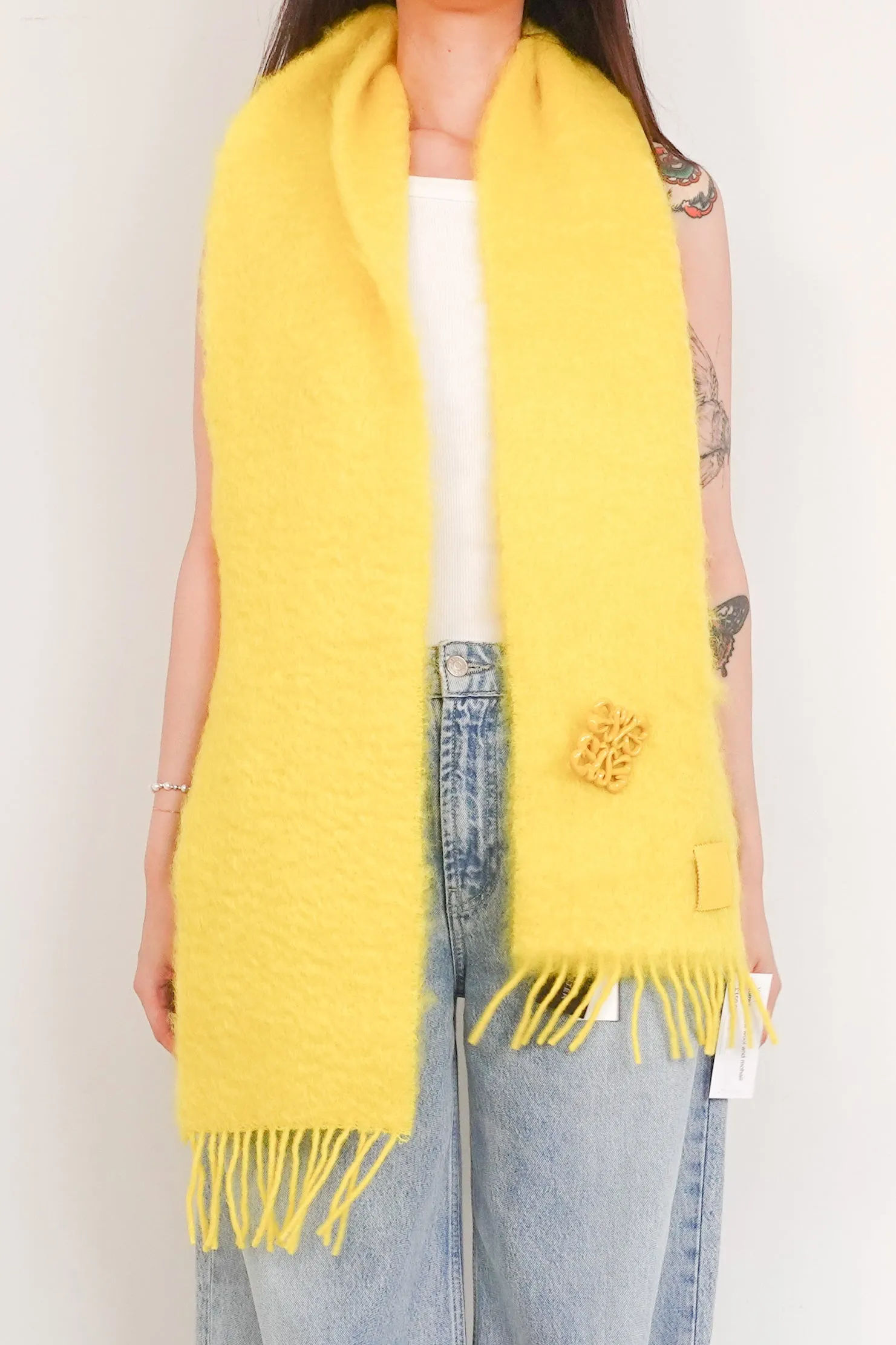 Yellow wool and mohair scarf RRP £275