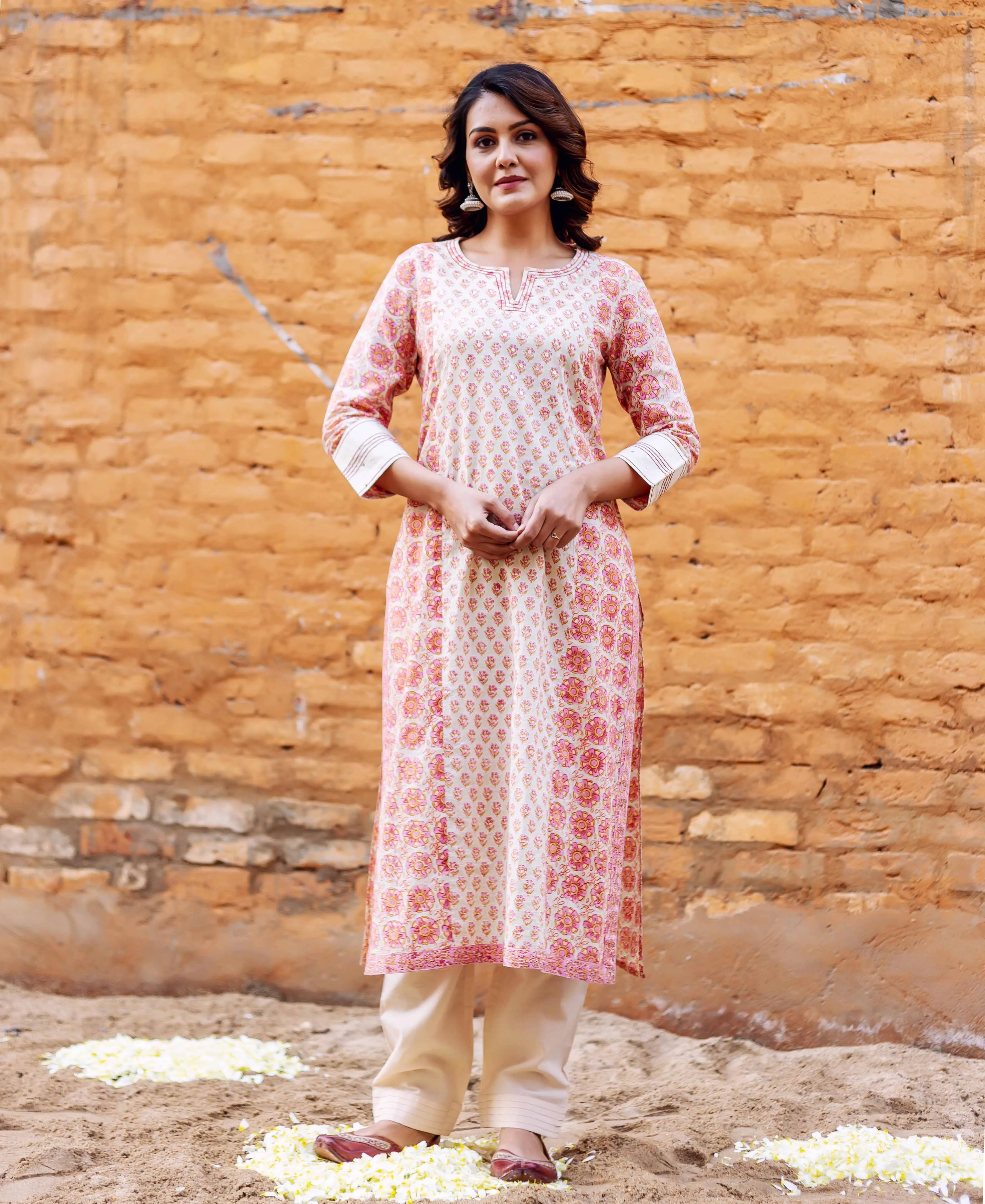 Zoya Cotton Block Printed Straight Kurta