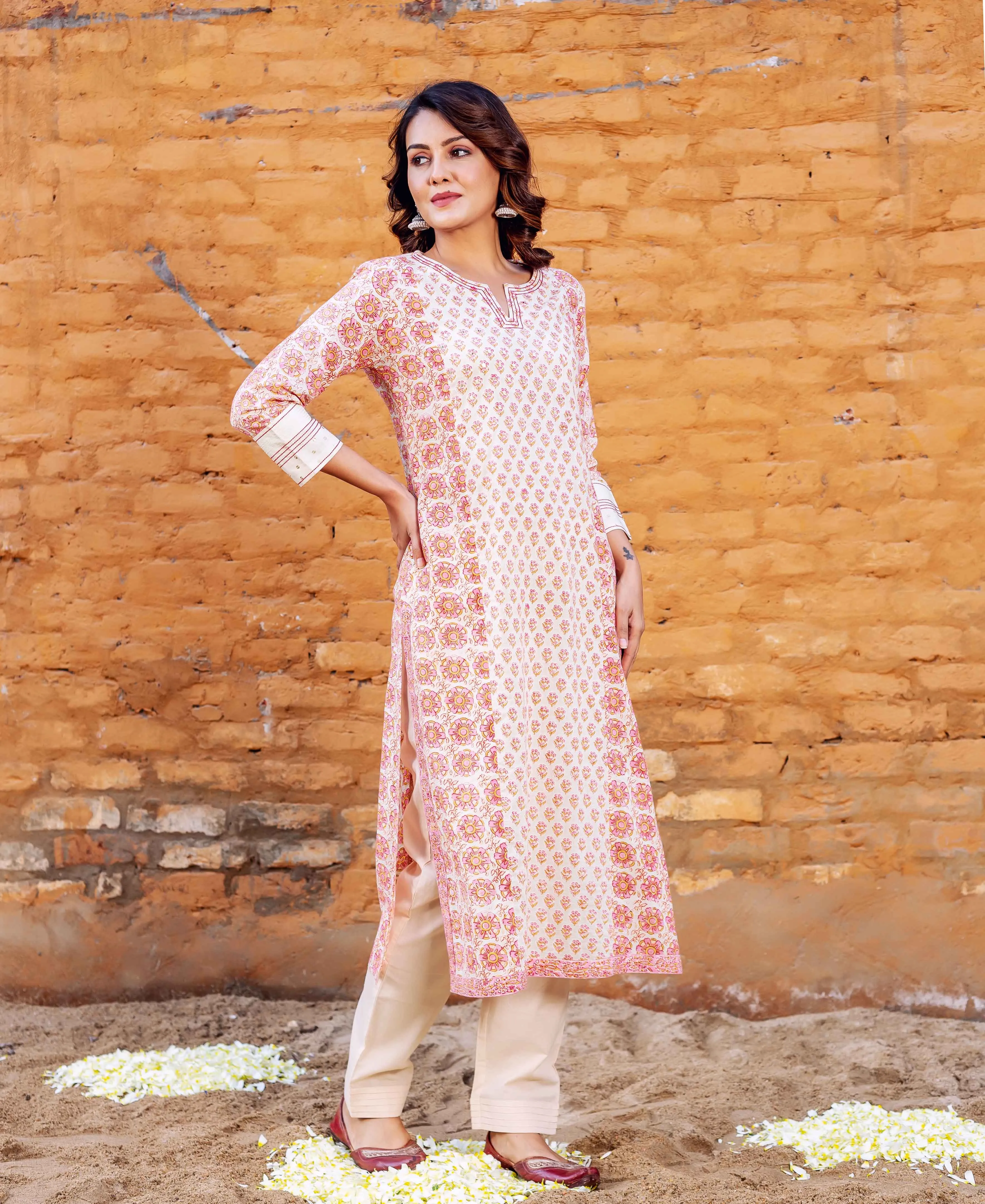 Zoya Cotton Block Printed Straight Kurta